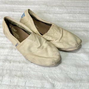 TOMS‎ Cream Womens Size 8.5 Slip on Shoes Perfect Paint Canvas Classic